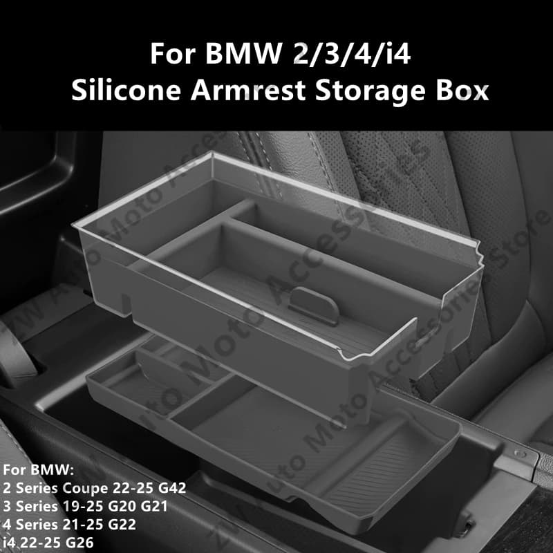 For BMW 3 SERIES 19-25 G20 G21/4 SERIES 21-25 G22 Silicone Armrest Storage Box,Interior supplies,Automotive Parts,Modification