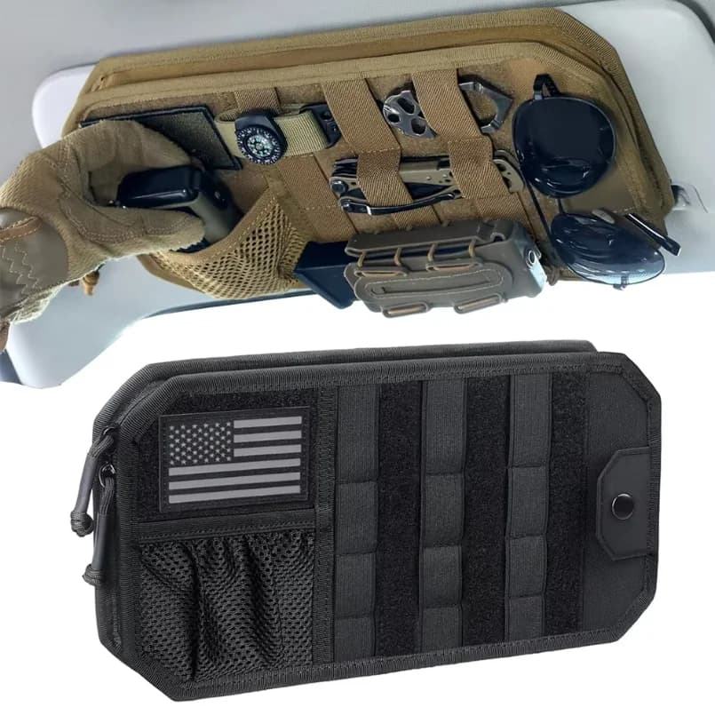Car Sun Visor Organizer Universal Car Sunshade Storage Clip for Car Accessories Storage Holder Molle Hunting Gears Bag