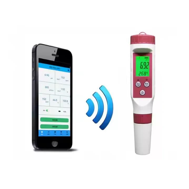 2025 Smart Blue-tooth 6 in 1 ph Meter TDS/PH/EC/TEMP App Control Backlit Ec Tds Meter for Aquarium Pool Hydroponic Home Brewing