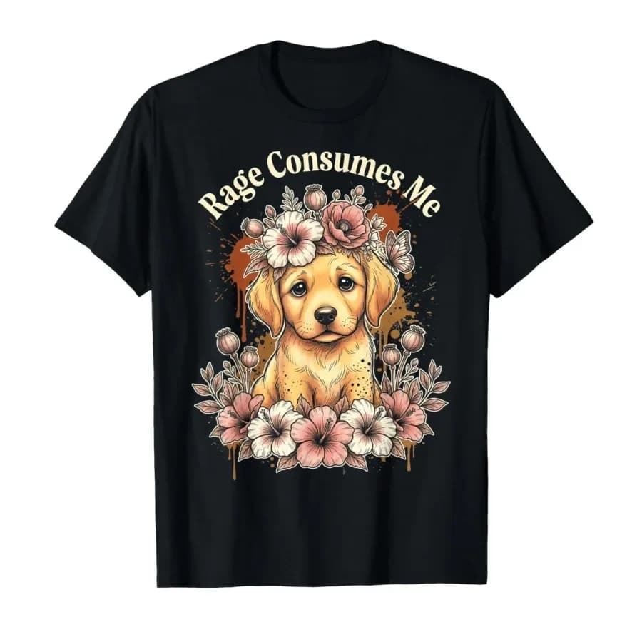 Rage Consumes Me Funny Cute Dog Sarcastic Meme T-shirt For Men Women 100% Cotton T Shirts Short Sleeve Tops 0403-2