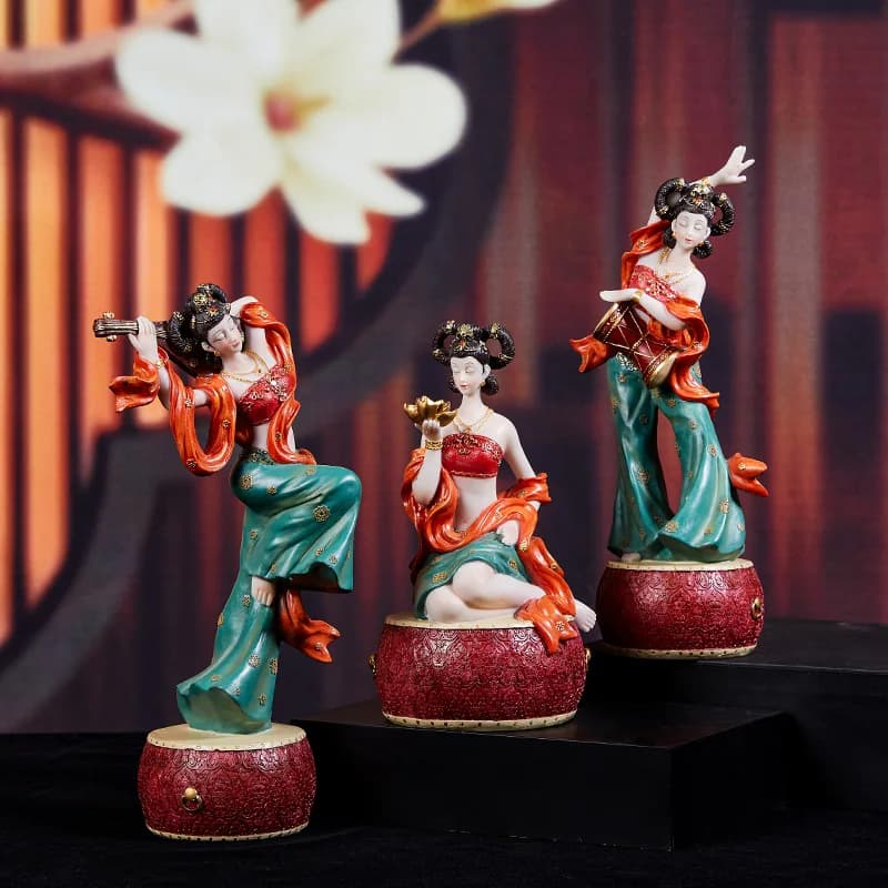 Creative Chinese Dunhuang Flying Apsaras Antique Style Girl Living Room Wine Cabinet Bo Gu Rack Desktop High End Home Decoration