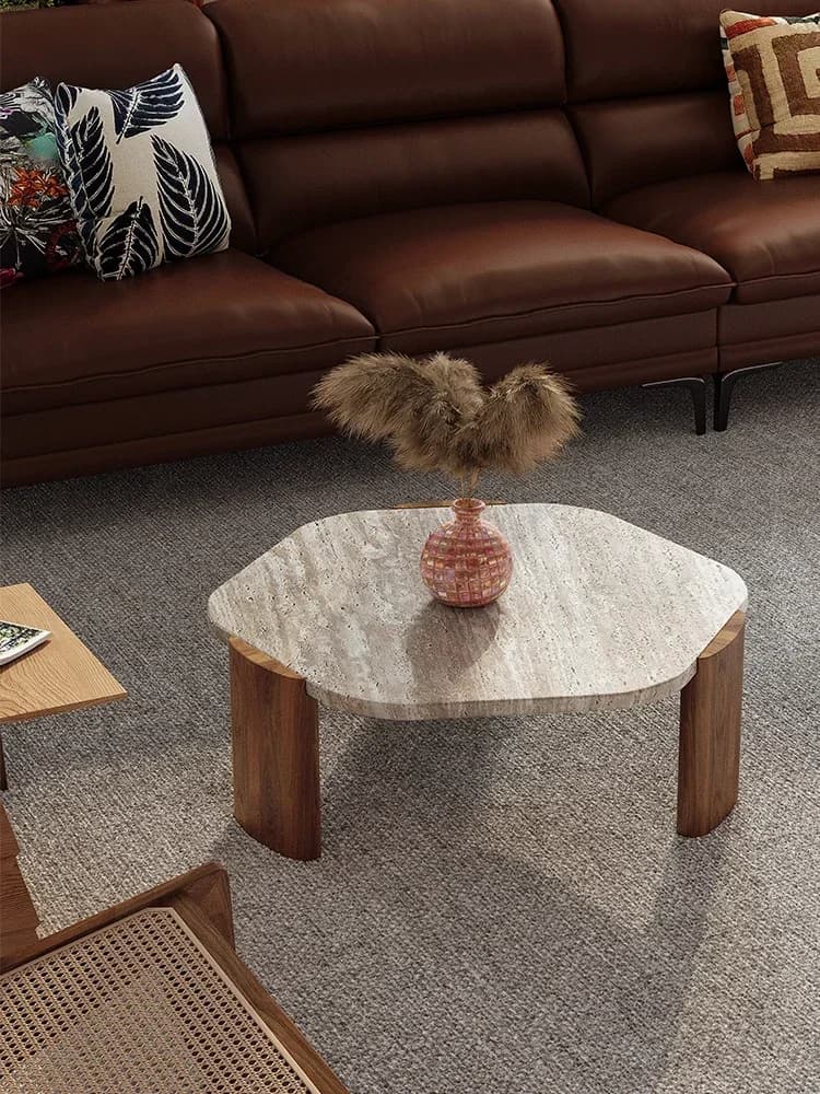 Natural marble coffee table, living room coffee table, home cave stone tea table, office minimalist Italian coffee table