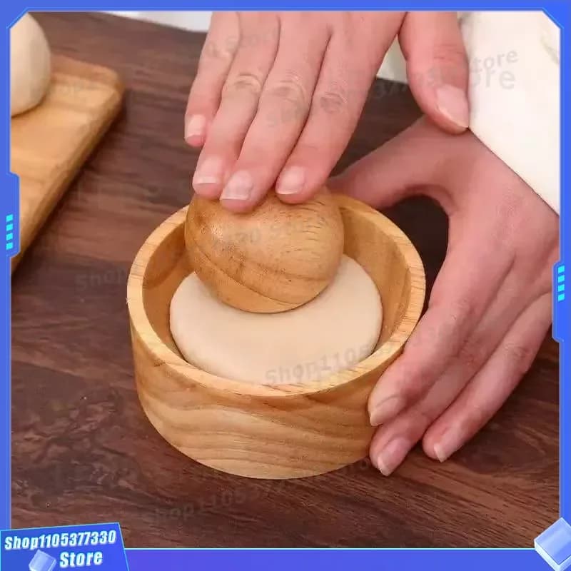 Wooden Round Dumpling Press Mould Kitchen DIY Tool for Leather Wrapper Making Wholesale New Design Manual Dough Shaper Device