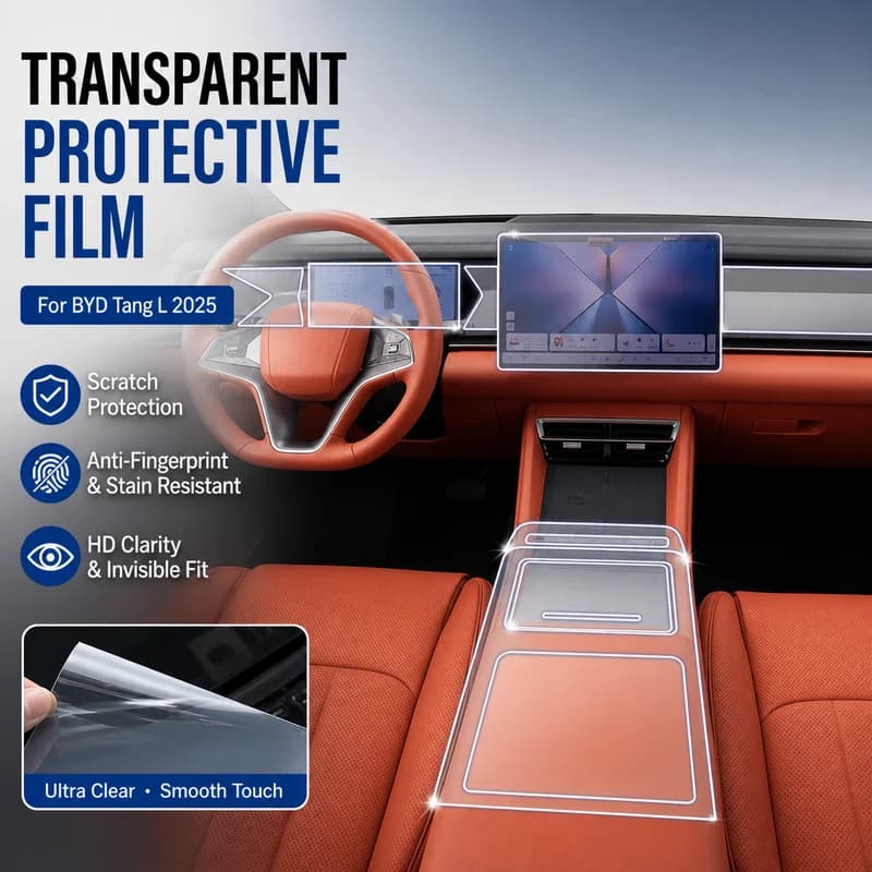 2025 For BYD Tang L Center Console Gear Shift Interior Screen Dashboard Car Sticker Transparent Protective Film
