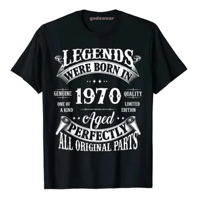 55th Birthday Saying Tee Vintage Legends Born in 1970 55 Years Old T-Shirt Fashion Costume Father's Day Clothes Gifts for Dad