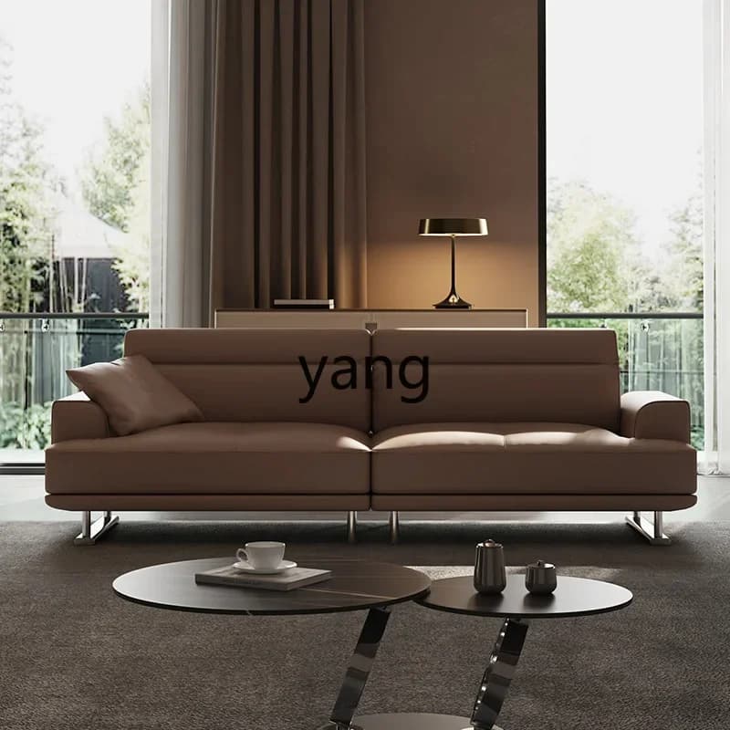 LMM first-layer cowhide sofa small apartment three-person minimalist leather sofa
