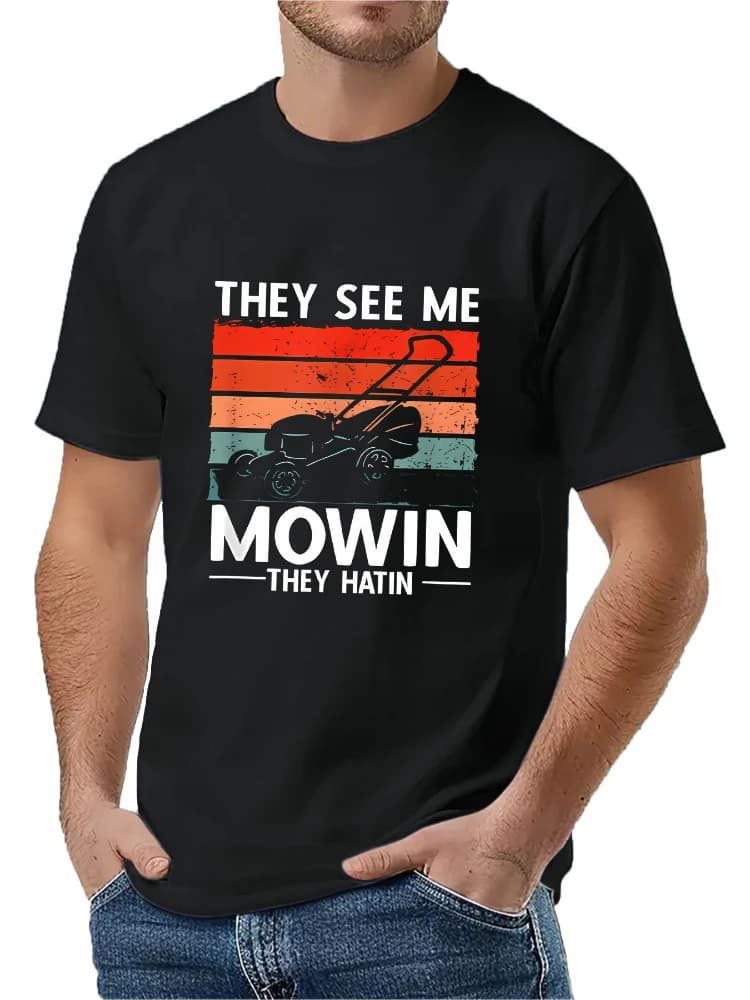 printed Short Sleeve Crew Neck T-Shirt-Slight Stretch Knit Fabric, All-Season Comfort,Breathable Casual men's T-shirt.