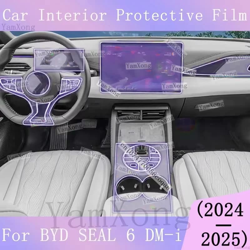 For BYD SEAL 6 DM-i Navigation Dashboard screen scratch Film interior Kit Protection Sticker Center Panel TPU Transparent Film