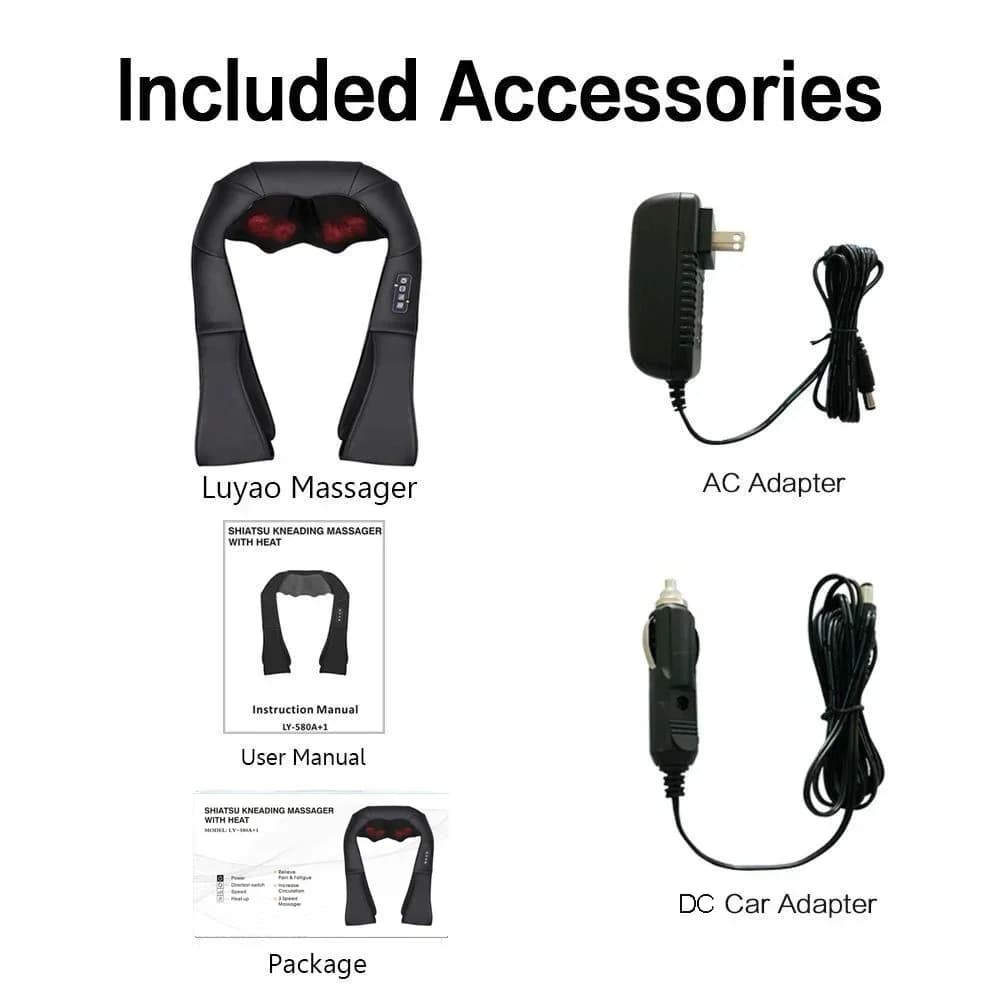 Electric Deep Tissue 3D Kneading Massage Shawls Pillow Shiatsu Neck and Back Massager with Soothing Heat