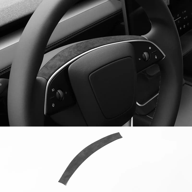 For Tesla Model 3 (2023-) Mode Y (2026-) Steering Wheel Decorative Frame Trim Sticker Car Interior Accessories Made of Alcantar