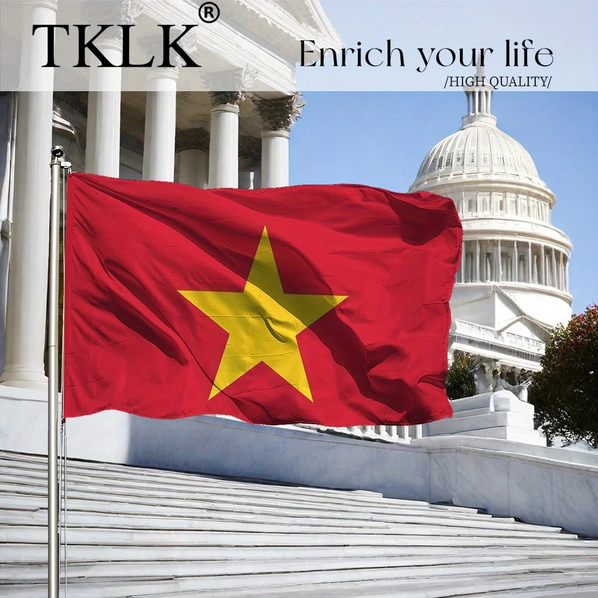 1pc Vietnam Flag - 35.43x59.06inch Durable Polyester Star on Red Banner, for Garden, Patio & Home Decor, Patriotic Decorations