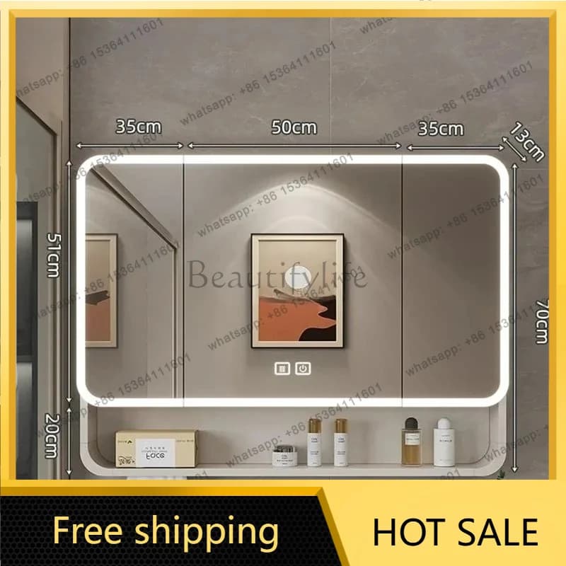 Best Sellers Best Sellers Wall Mounted Storage Locker LED Light Bathroom Furniture Muebles Para Baño Aluminum Alloy Arc Smart Ba
