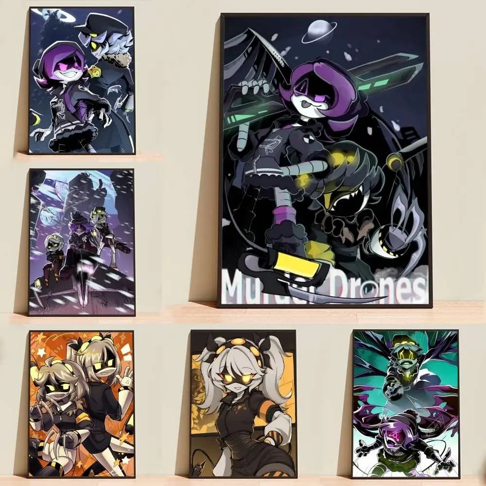 Uzi-MD Cartoon M-Murder Drones Poster High Quality Dorm Living Room Aesthetic Wall Decoration Painting Stickers Gift