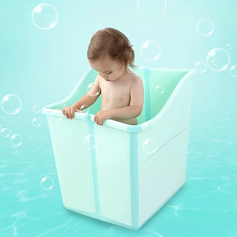 Small left and right folding thickened child bath bucket bathtub children swimming plastic shower bucket bath bucket