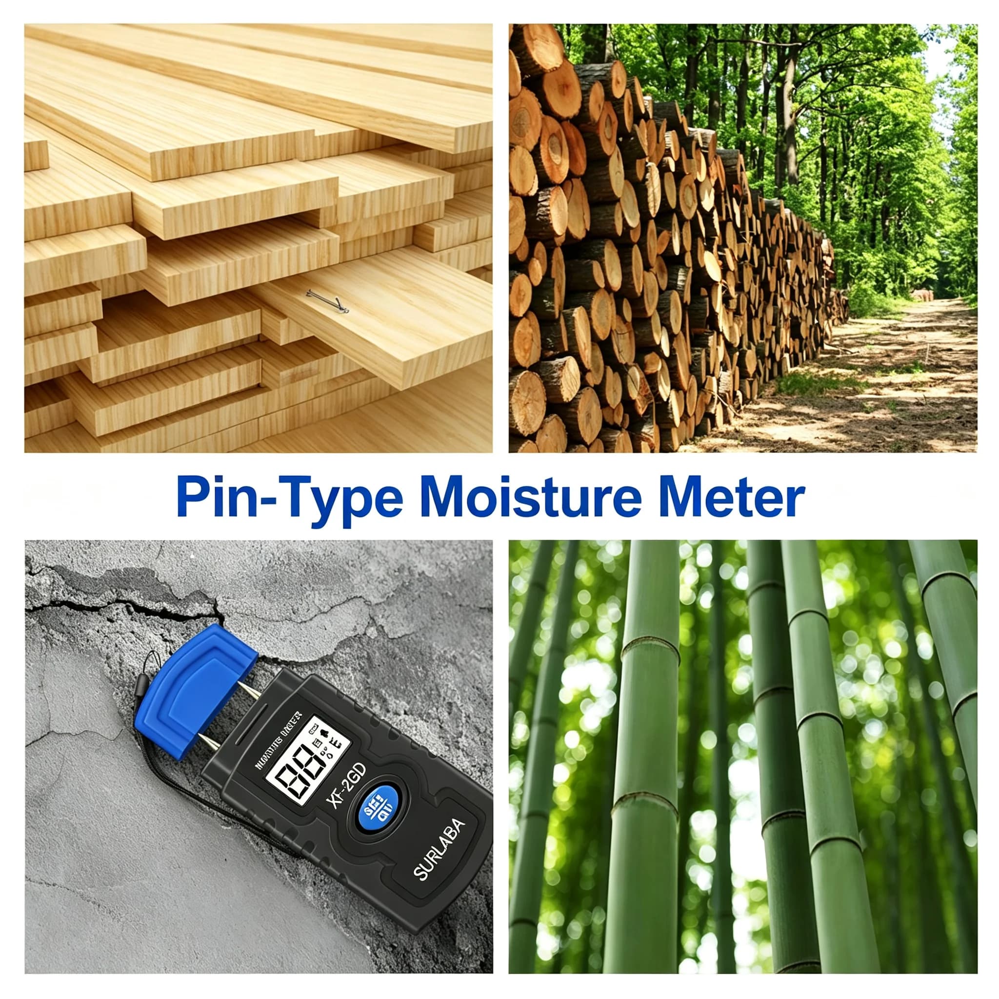 Pin-Type Digital Moisture Analyzer, Portable Mini Handheld Damp Meter with LCD Display for Wood Concrete & Building Material