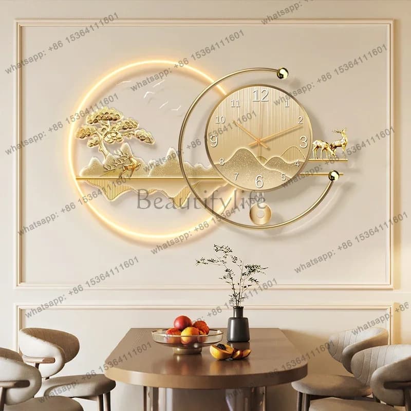 LJY Plug Light Design Wall Clock Nordic European Elegant Aesthetic Living Room Clock Luxury Bedroom Orologio Da Parete Home Deco