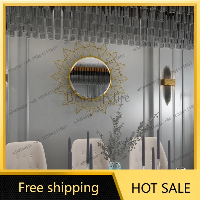 zj. Vintage Upper Wall No Decorative Painting Living Room Style Wall-Mounted Mirror