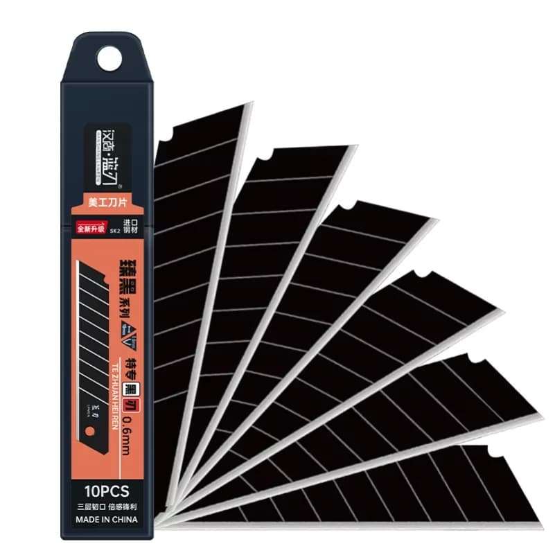 100/10PCS Carbon Steel Replace Utility Knife Blade 100mm*18mm Black DIY Tool Carving Blades For Student Office Station