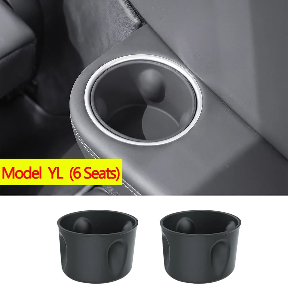 Cup Holder Insert For Tesla Model Y L 6-Seat Accessories Center Console Drink Holder Third Row Seat Side Cup Holder Storage Box