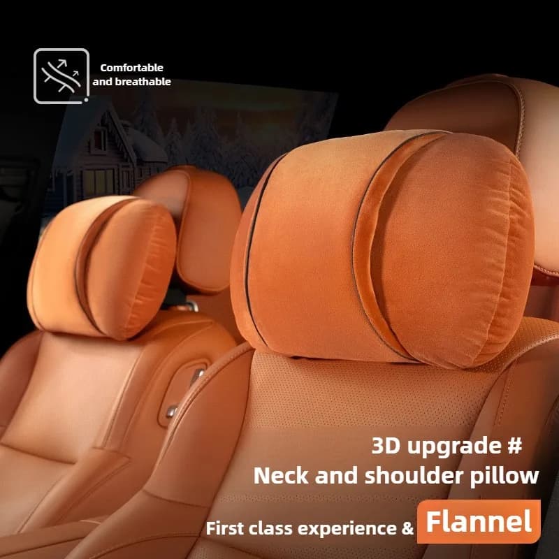 Luxury Plush Car Headrest and Lumbar Support Set Soft Warm Car Neck Pillow Waist Pillow Seat Accessories Car Seat Support Pillow