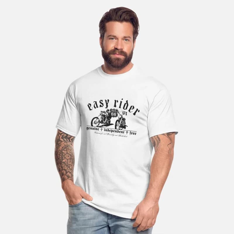Easy Rider on Route 66 Funny Motorcycle Gift t shirt The Mother Road Graphic clothes 100% cotton printed tee All size Tops S-6XL