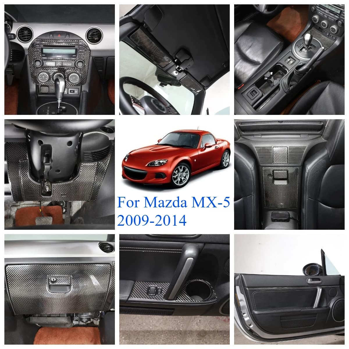 For Mazda MX-5 NC 2009-2014 Car Center Control Dashboard Steering Wheel Door Armrest Interior Decoration Sticker Accessories