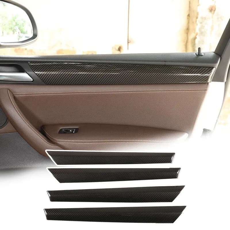 For BMW X3 F25 X4 F26 2011-2017 Car Inteiror Door Panel Trim Strips Decoration Stickers Accessories ABS Carbon Fiber Grain