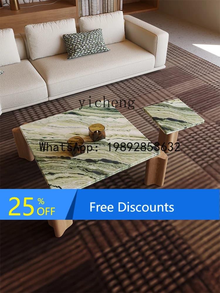 AA  minimalist natural marble  coffee table living room light luxury stone tea table square table