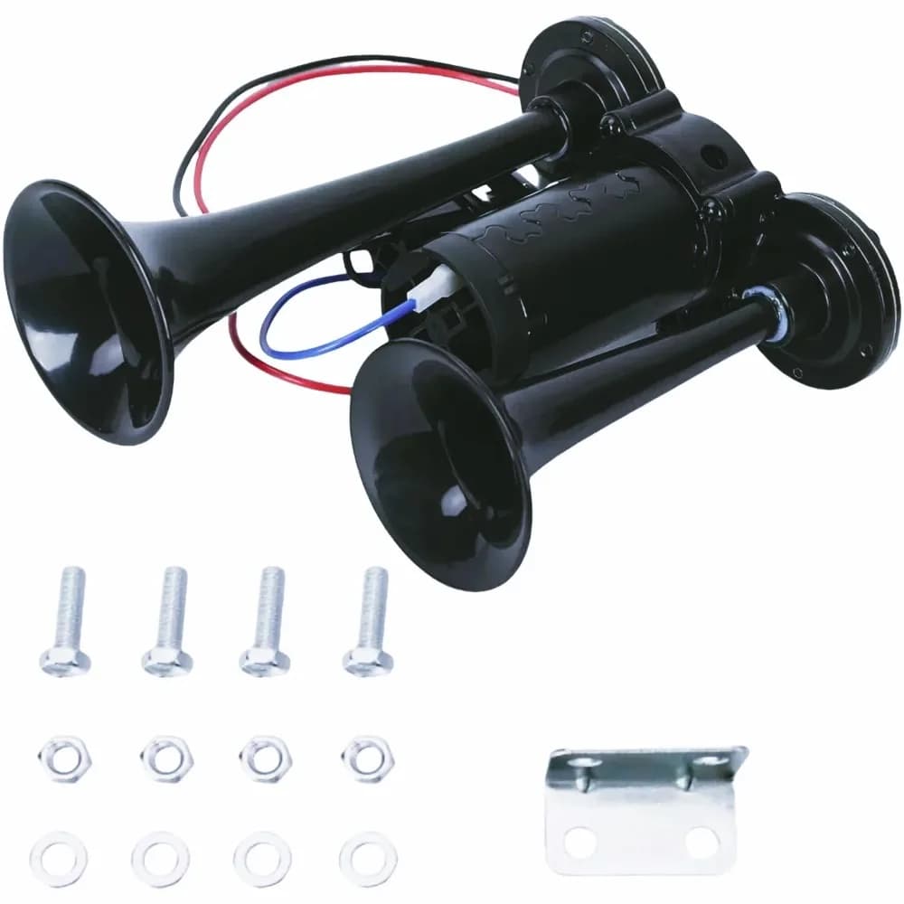 Bocina Eléctrica Negra Resistente  600DB, Bocina  Tubo Metálico  una Pieza con Relé, Bocina para Automóvil