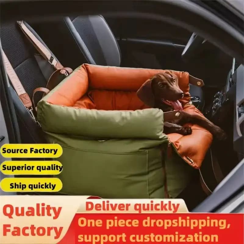 Pet Outing Lathe Luxury Faux Leather Dog Car Seat/Cat Travel Bed/Booster Bed Pet Booster Car Seat Dog Comfortable Cat Car Bed