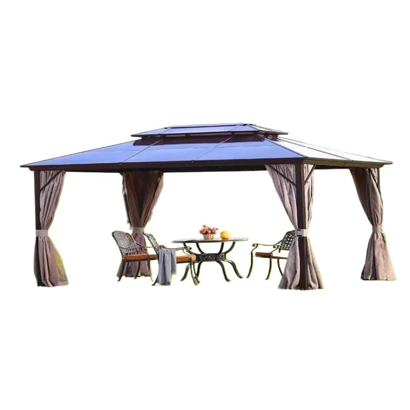 Outdoor sunshade gazebo, four-corner shed, sun panel aluminum alloy gazebo, tent