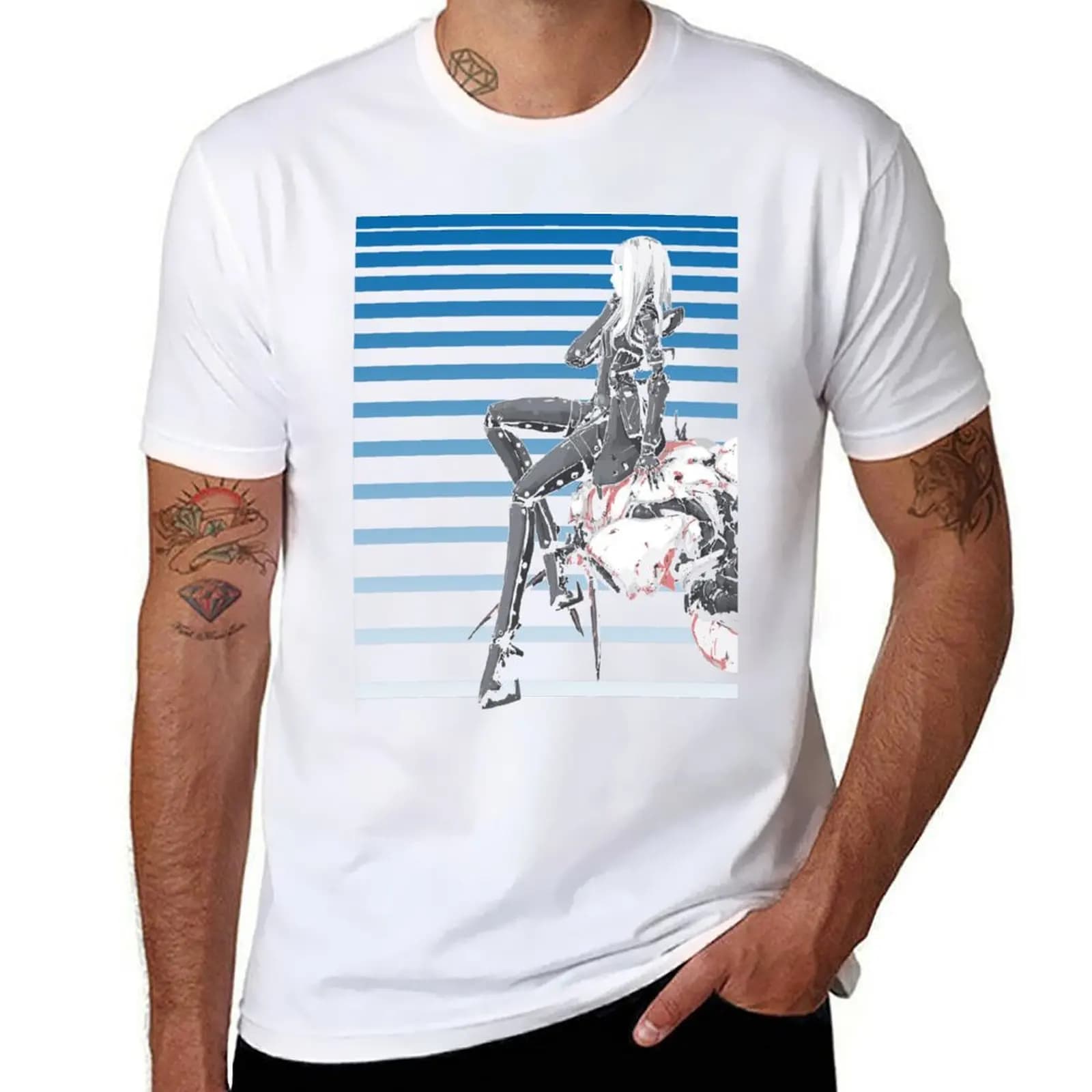 Cibo from BLAME! (With Lines) T-Shirt anime t shirts oversize t shirt for man 100 percent cotton T-Shirt