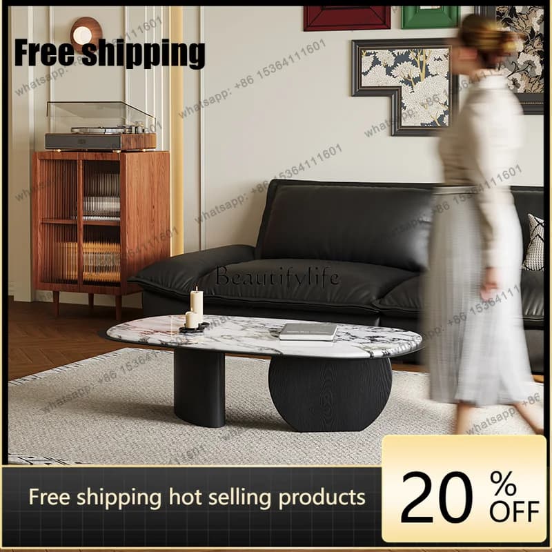 Factory Direct Medieval coffee table living room new light luxury high-end household small apartment marble solid wood