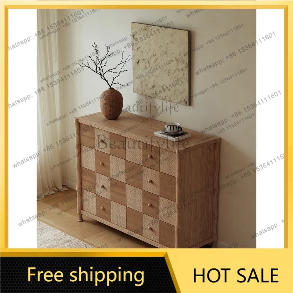 FG2026 new solid wood French natural wind log art high-end living room bedroom against the wall