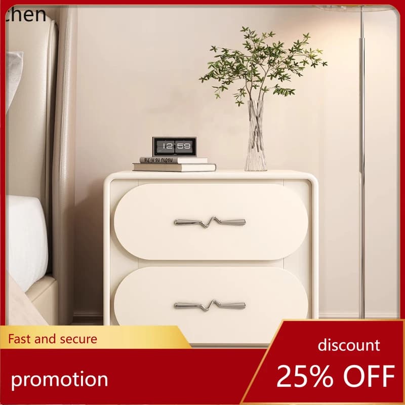 HT solid wood bedside table bedroom simple modern high-end black retro style locker