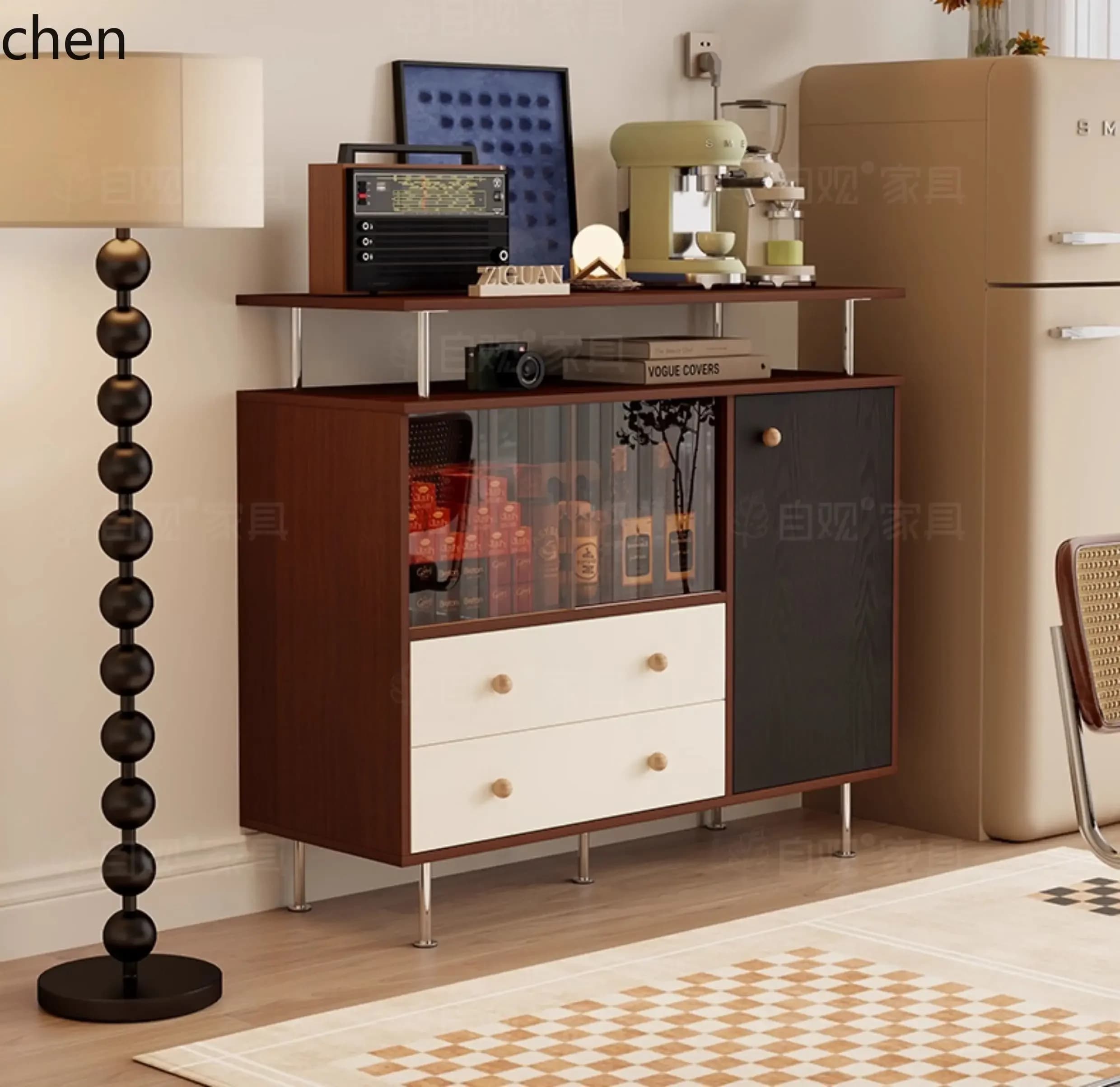 PYH Sideboard Cabinet Solid Wood Living Room Storage Side Cabinet Modern Minimalist Storage Decorative Cabinet