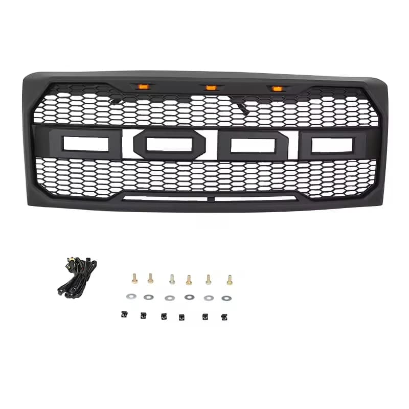 Front Bumper Grille for Ford F150 2009-2014 Raptor Style Matte Black ABS Radiator Hood Mesh Grill Pickup Truck Accessories