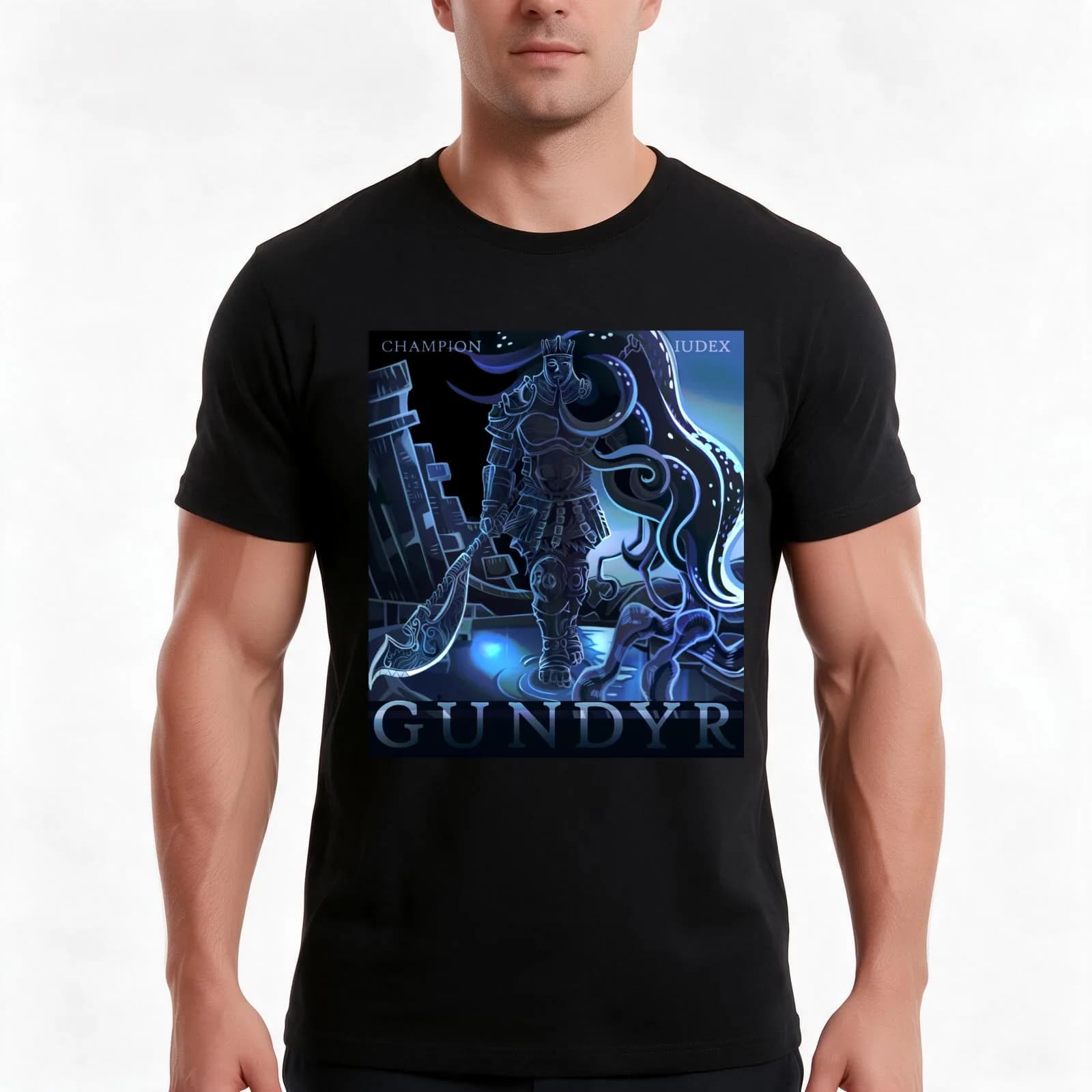 Iudex Gundyr T-Shirt, Summer Casual Cotton Tee, Oversized Streetwear Tops, Vintage Graphic Print, Loose Fit Short Sleeve