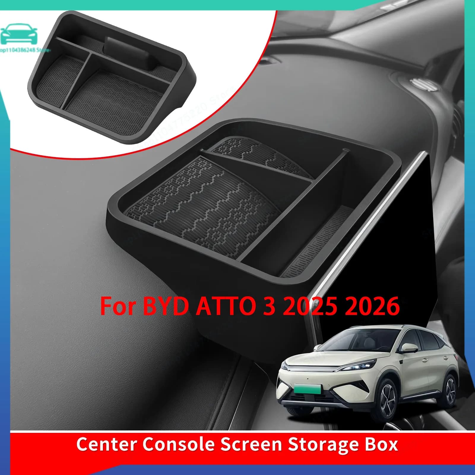 Car Dashboard Storage Tray Display Screen Rear Storage Box Tray Organizer Accessories For BYD ATTO 3 EVO / YUAN PLUS 2025 2026