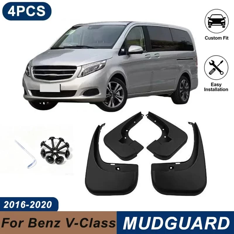 4PCS Car Mud Flaps For Benz V-Class 2016-2020 No Side Skirts Waterproof Anti-Splash Fender Mudguards Auto Exterior Accessories