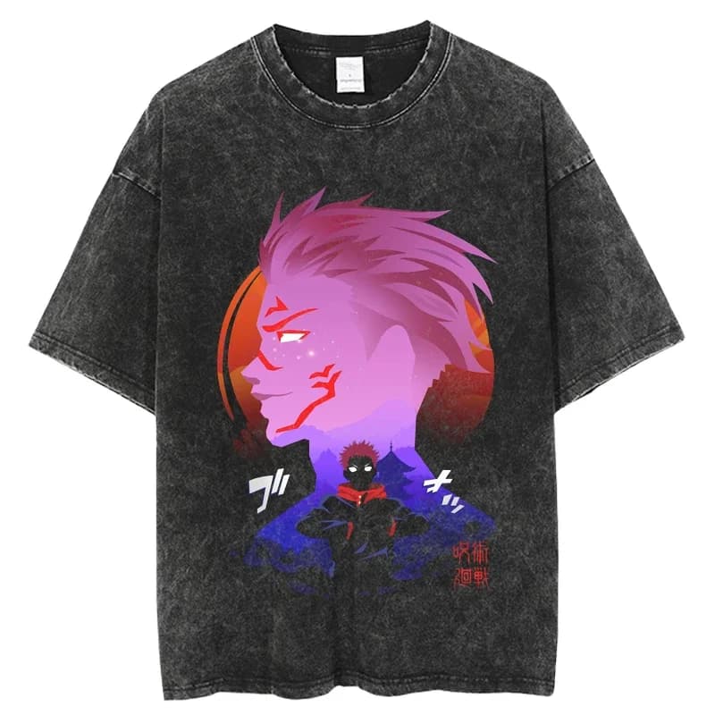 2024 Japanese Anime Jujutsu Kaisen TShirts Streetwear Short Sleeves Washed Casual Hip Hop Harajuku Oversized Top Tees T-Shirts