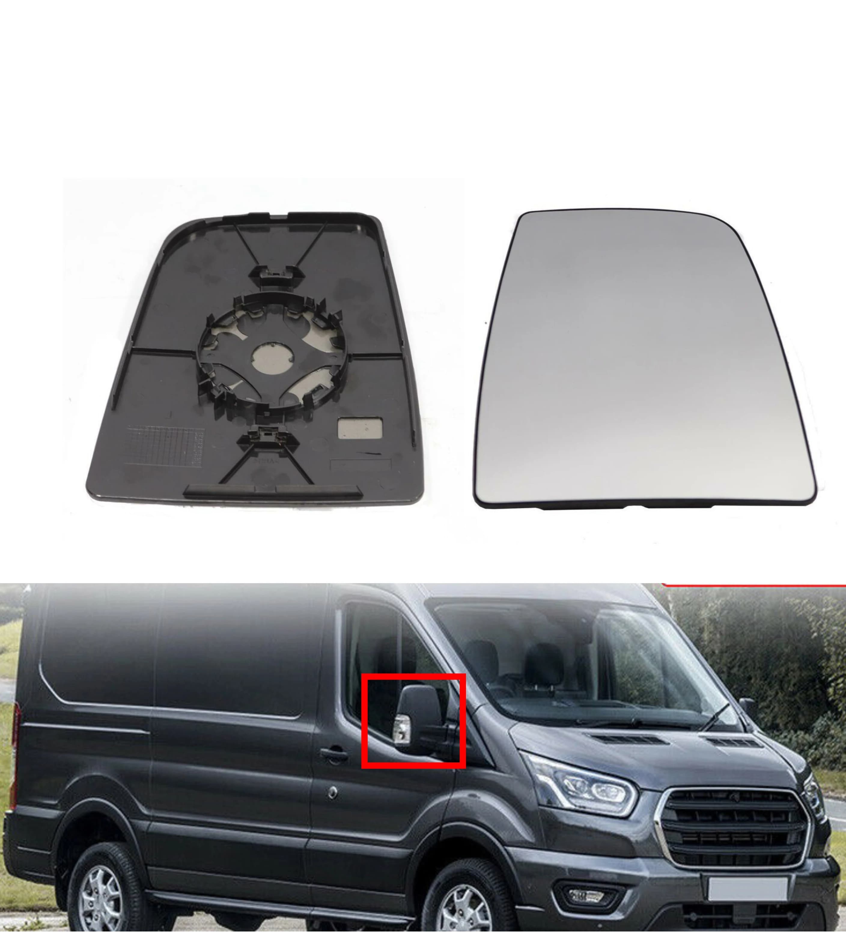 For Ford Transit MK8 2014 2015 2016 2017 2018 2019 2020  Car Rear View Mirror Glass Unheated Upper Side Rearview  Left/Right