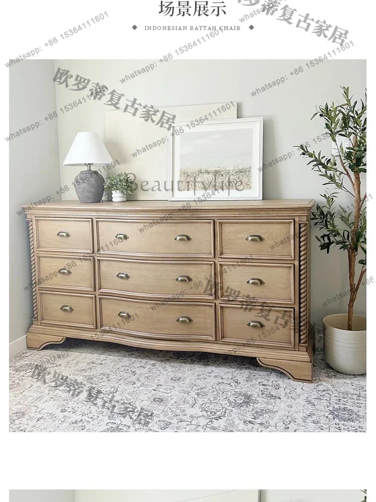 yj7 American retro home storage chest, bedroom, bedside storage cabinet, French living room, solid wood side cabinet