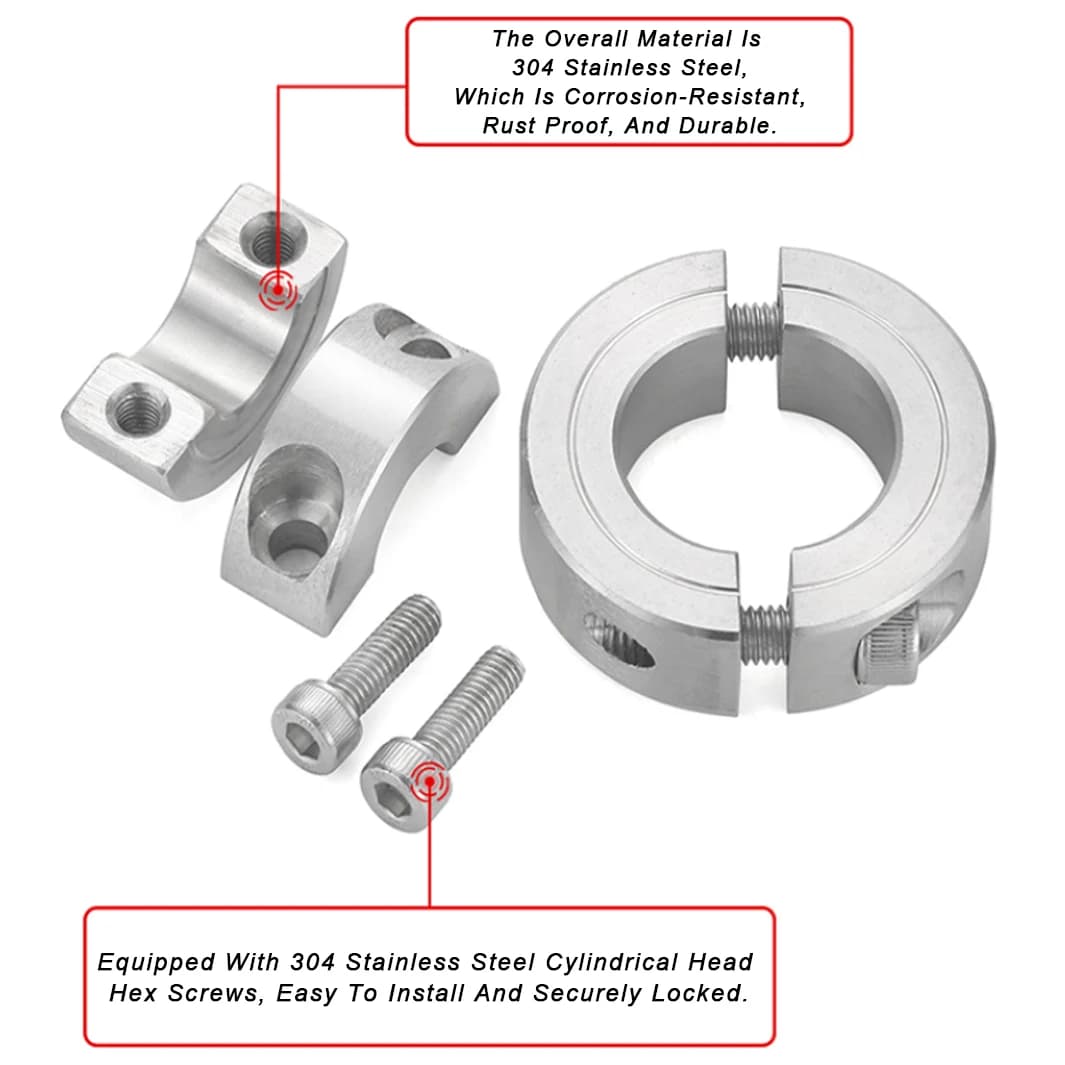 1PCS A2 Stainless Steel Solid Shaft Collar Clamping Ring Inner Dia 6~60mm With Screw for CNC Parts