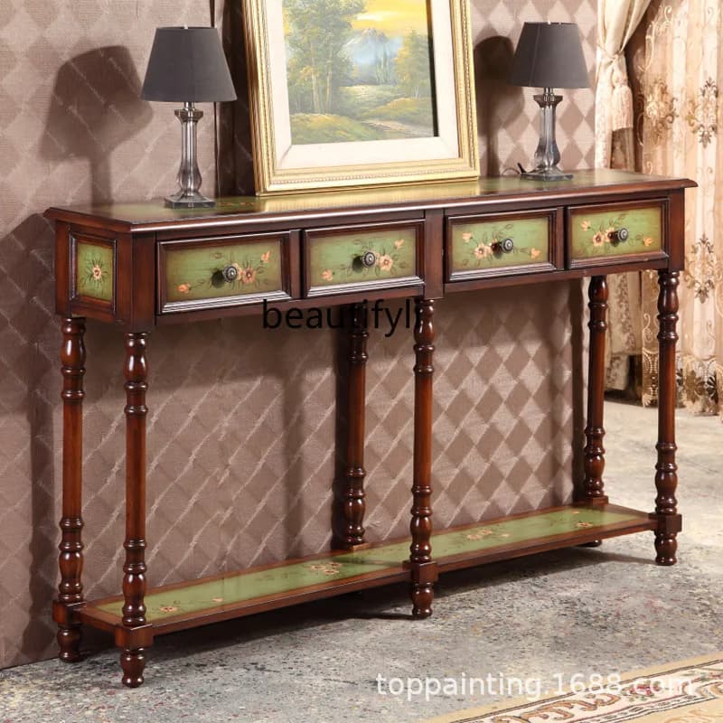 American Style Entryway Table Living Room Furniture Hallway Entryway Table Painted Screen Partition Cabinet