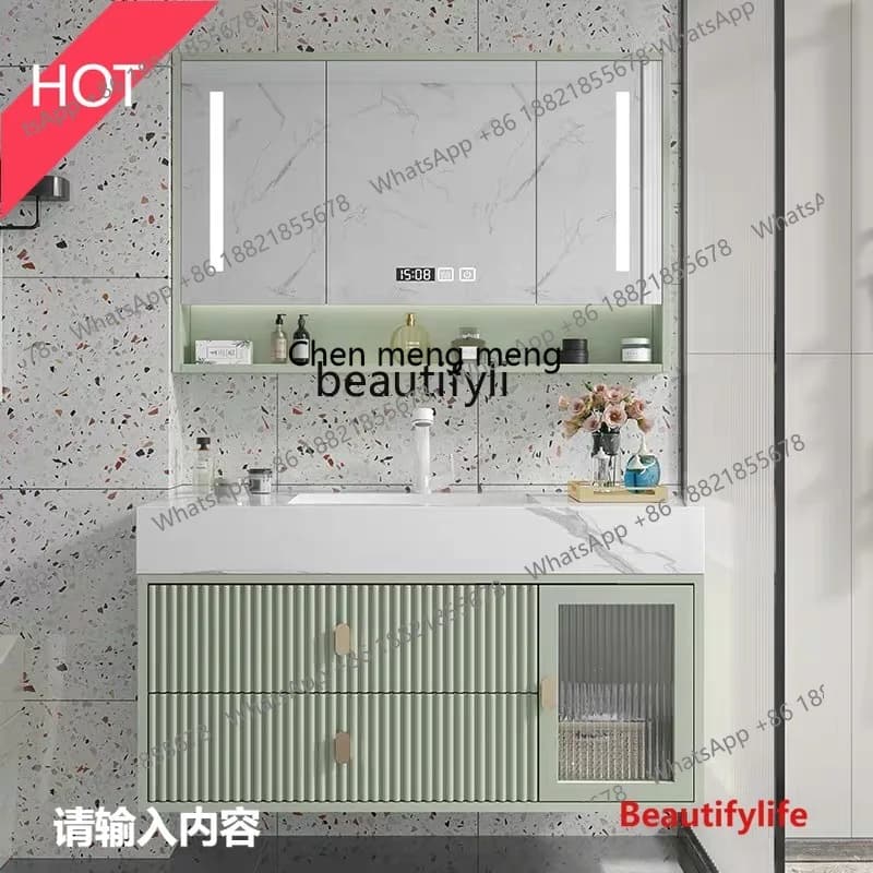 Light Luxury Solid Wood Oak Rock Board Simple Modern Bathroom Wash Hand Basin Cabinet Toilet Washstand