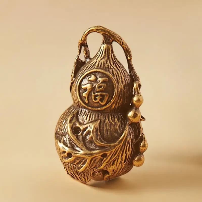 Brass Vine Gourd Bell Creative Keychain Pendant Copper Gourd Multi-Child Gourd Fu Character Calabash Keychain Hanging