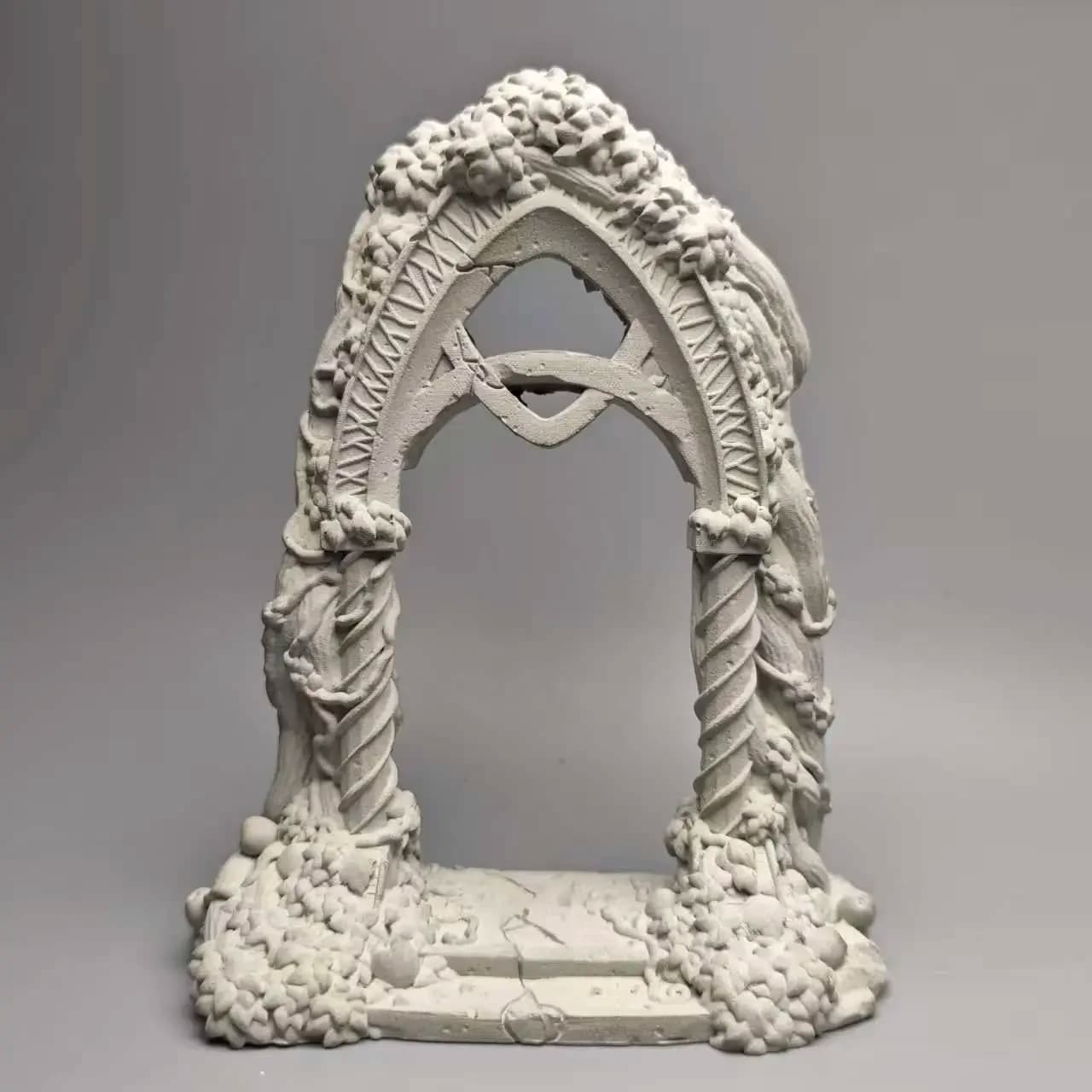 Vines of the Realm: Arched Roman Columns, Damaged Plants, Roman Columns, Ancient Greek Architectural Model, Gypsum Material