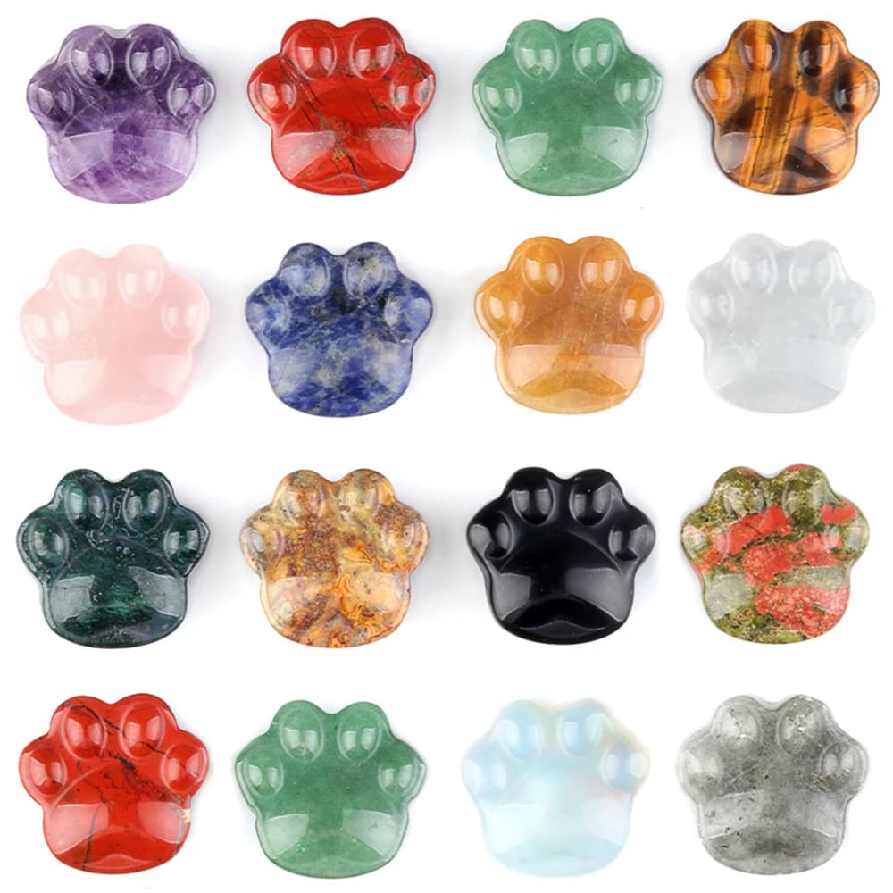 Wholesale 30mm Mini Cut Cat Paw Figurine Natural Stones Crystals Amethyst Quartz Agate Jade Reiki Healing Animal Home Decor Gift