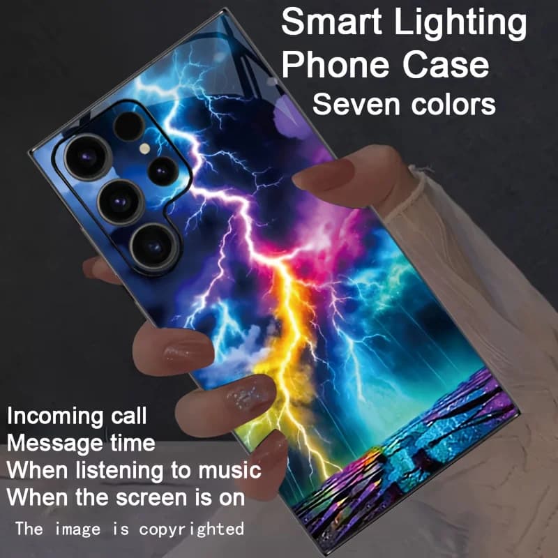 Colorful Rainbow Cloudy Glitter LED Phone Case For Samsung S25 S24 S23 S22 Ultra Plus FE Luminous Cover Glow Back Cover Shell